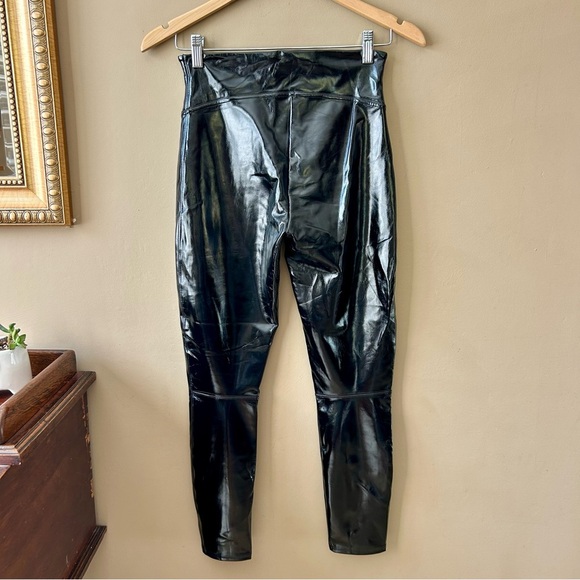Spanx Black High Rise Faux Patent Leather Leggings Size Small - Picture 5 of 10